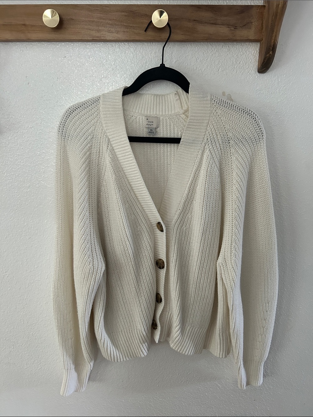 a new day Cream V-Neck Button Cardigan